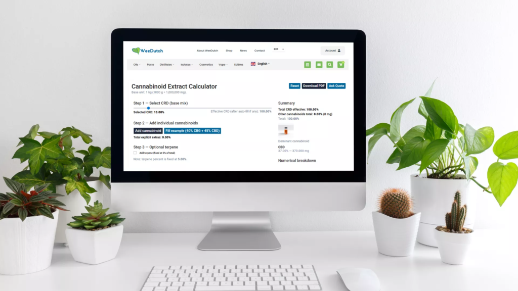 Cannabis extract calculator